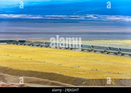 Macchinari portatili per nastri trasportatori in una miniera di rame in Cile Foto Stock