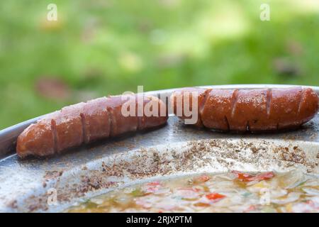 Salsicce cotte nel tradizionale piatto croato kotlovina Foto Stock