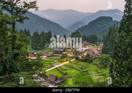 Ainokura, Toyama, Japan in the remote Gokayama Region at dusk. Foto Stock