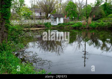 reflections along the canal in the spring Stock Photo