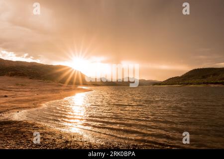 Epic Sunset Over The Arizona Mountains! Stock Photo