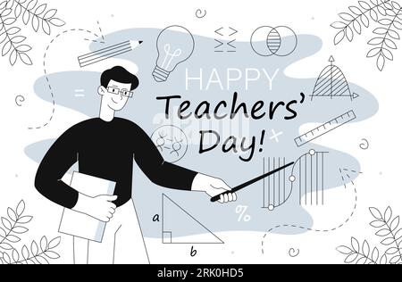 Uomo con concetto vettoriale Teachers Day Illustrazione Vettoriale