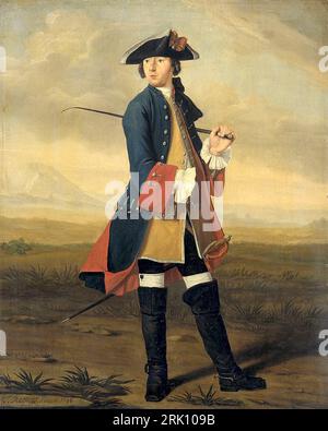 Ludolf Bakhuysen II (1717-82). Schilder, in het uniform der Dragonders 1748 by Tibout Regters Stock Photo