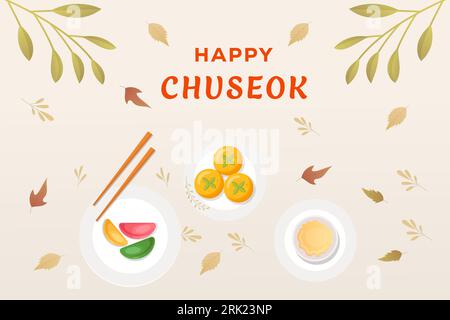 illustrazione di sfondo happy chuseok concetto di progettazione vettoriale Illustrazione Vettoriale