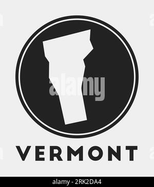 Icona del Vermont. Logo rotondo con mappa e titolo dello stato degli Stati Uniti. Elegante distintivo del Vermont con mappa. Illustrazione vettoriale. Illustrazione Vettoriale