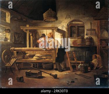 Interno del Weaver's Workshop 1659 di Cornelis Gerritsz Decker Foto Stock