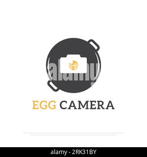 Logo Egg camera disegno vettore, icona logo cibo e bevande illustrazione vettoriale, ideale per il modello di logo del ristorante Illustrazione Vettoriale