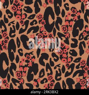 seamless leopard print. Trendy textile vector print. The texture of the animals. Jaguar spots on a beige background. Imitation of cheetah skin painted Stock Vector