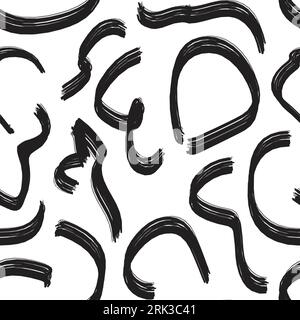 Abstract pattern, geometric leopard Wavy and swirl brush strokes vector seamless pattern. Bold lines organic ornament. Hand drawn, rough smears with s Stock Vector