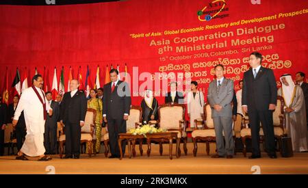 Bildnummer: 53533247  Datum: 15.10.2009  Copyright: imago/Xinhua (091015) -- BEIJING, Oct. 15, 2009 (Xinhua) -- Sri Lankan President Mahinda Rajapakse (1st L) attends the Asia Cooperation Dialogue 8th Ministerial Meeting in Colombo, Oct. 15, 2009. The meeting started on Thursday, themed as Spirit of Asia: Global Economic Recovery and Development Prospects . (Xinhua) (zcc) (2)SRI LANKA-COLOMBO-AISA COOPERATION DIALOGUE PUBLICATIONxNOTxINxCHN People Politik kbdig xmk 2009 quer     Bildnummer 53533247 Date 15 10 2009 Copyright Imago XINHUA  Beijing OCT 15 2009 XINHUA Sri Lankan President Mahinda Stock Photo