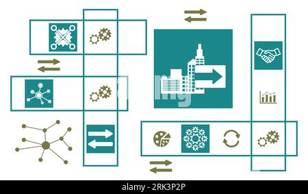 Concetto di bpo con icone collegate Foto Stock