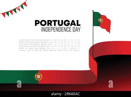 Poster banner di sfondo del giorno dell'indipendenza del Portogallo per la celebrazione nazionale il 1° dicembre. Illustrazione Vettoriale