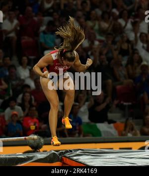 Budapest, HUN, 23 agosto 2023 Angelica Moser (sui) durante il World Athletics Championships 2023 National Athletics Centre Budapest presso il National Athletics Centre Budapest Ungheria il 23 agosto 2023 Alamy Live News Foto Stock