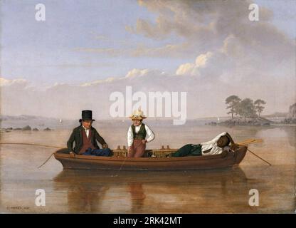 Fishing Party on Long Island Sound off New Rochelle 1847 by James Goodwyn Clonney Stock Photo