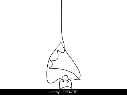 One continuous single line hand drawn of hanging owl for international bat night isolated on white background. Stock Vector