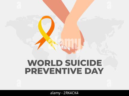 Poster del banner del giorno mondiale per la prevenzione del suicidio il 10 settembre. Illustrazione Vettoriale