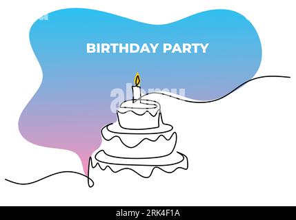 Una singola fila continua di feste di compleanno isolate su sfondo bianco. Illustrazione Vettoriale