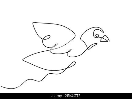 One continuous single line of parrot isolated on white background. Stock Vector