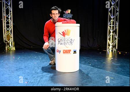 Edimburgo, Scozia, Regno Unito. 24 agosto 2023. Edinburgh Fringe Festival: I candidati ai Comedy Awards sono stati annunciati presso la sede dell'Assembly Checkpoint. Candidato Kieran Hodgson. Crediti: Craig Brown/Alamy Live News Foto Stock