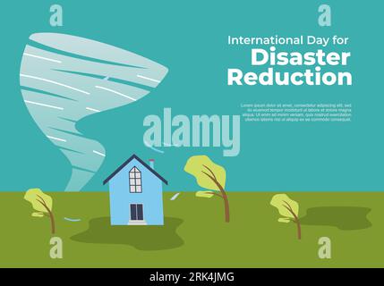 Giornata internazionale per la riduzione dei disastri celebrata il 13 ottobre. Illustrazione Vettoriale