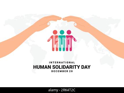 Giornata internazionale della solidarietà umana sfondo celebrato il 20 dicembre. Illustrazione Vettoriale