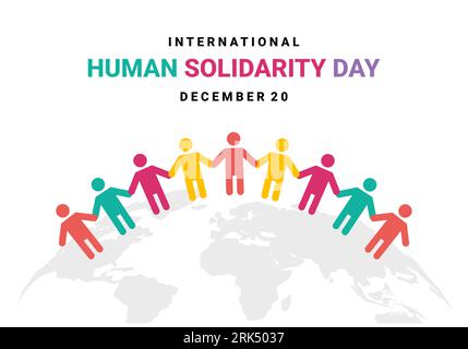 Giornata internazionale della solidarietà umana sfondo celebrato il 20 dicembre. Illustrazione Vettoriale