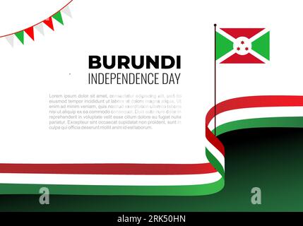 Giorno dell'indipendenza del Burundi il 1 luglio sfondo isolato su sfondo bianco. Illustrazione Vettoriale