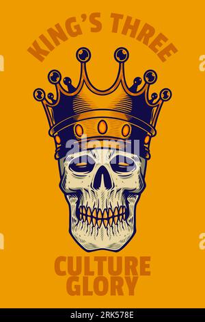 skull head wear crown card poster vector illustration Stock Vector