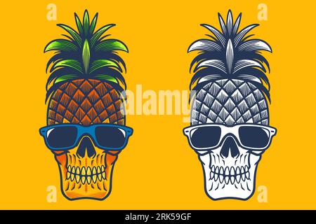 pineapple skull head vector illustration Stock Vector