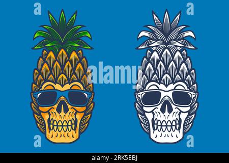 pineapple skull head vector illustration Stock Vector