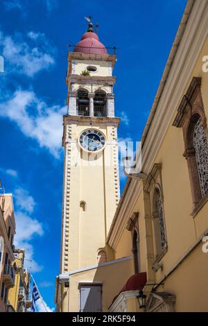 Santa Chiesa di San Spyridon su Agiou Spiyridon nel centro storico di Corfù, Isola di Corfù, Isole Ionie, Grecia Foto Stock