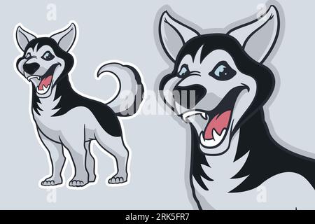illustrazione vettoriale husky dog stile cartone animato Illustrazione Vettoriale