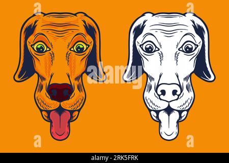 mascotte testa di cane illustrazione vettoriale stile cartone animato Illustrazione Vettoriale