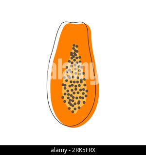 Halved pawpaw tropical fruit. Abstract shape fruit inspiration. Vector illustration, flat design Illustrazione Vettoriale