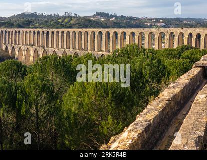 View of the Acueducto de los Pegões in Tomar, Portugal Stock Photo