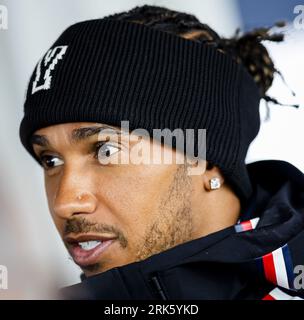 Zandvoort, Paesi Bassi. 24 agosto 2023. ZANDVOORT - Lewis Hamilton (Mercedes) sul circuito di Zandvoort in vista del Gran Premio di F1 dei Paesi Bassi il 24 agosto 2023 a Zandvoort, Paesi Bassi. ANP SEM VAN DER WAL Foto Stock