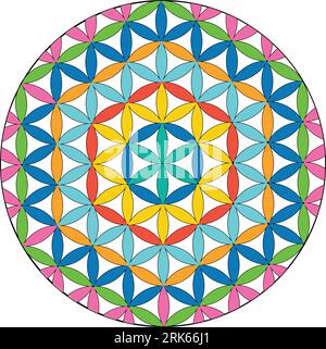 Colore elementi di disegno vettoriale geometria spaventata. design da festival. Sono simboli di religione, filosofia e spiritualità. il mondo della geometria Illustrazione Vettoriale