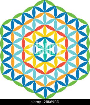 Colore elementi di disegno vettoriale geometria spaventata. design da festival. Questi sono simboli di religione, filosofia e spiritualità. il mondo della geometria Illustrazione Vettoriale