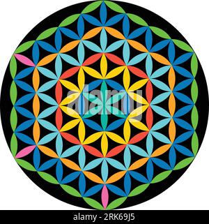 Colore elementi di disegno vettoriale geometria spaventata. design da festival. Questi sono simboli di religione, filosofia e spiritualità. il mondo della geometria Illustrazione Vettoriale