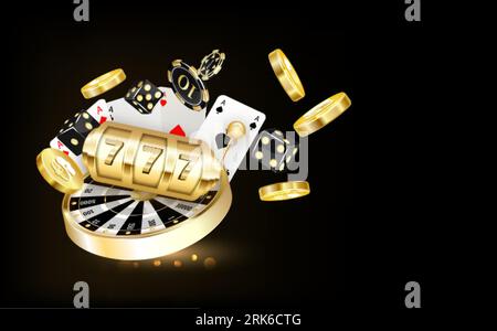 Casino roulette in black and gold style with effects. Vector Illustrazione Vettoriale