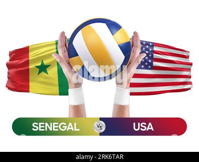 Concetto di competizione tra Senegal e USA. Foto Stock
