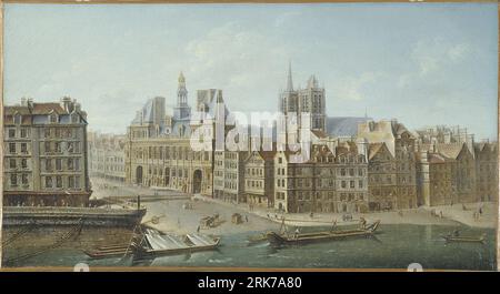 Hôtel de Ville et Place de Grève 1752 di Nicolas-Jean-Baptiste Raguenet Foto Stock