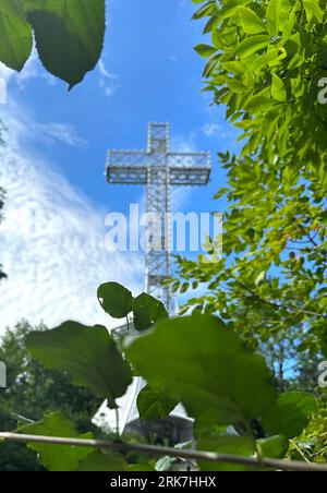 Canada, Québec, montréal, Arbres centre ville e parc du Mont Royal. Promenade, vert, poumon de la ville de Montréal hauteur de la ville croix dans le Foto Stock