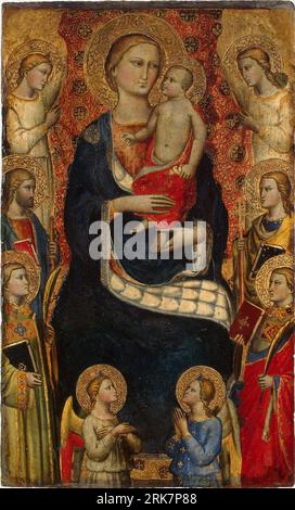 Madonna and Child, Four Saints and Four Angels 14-15 cent. by Niccolò di Pietro Gerini Stock Photo