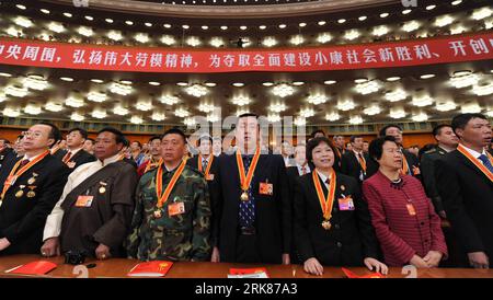 Bildnummer: 53982541  Datum: 27.04.2010  Copyright: imago/Xinhua (100427) -- BEIJING, April 27, 2010 (Xinhua) -- A rally honoring Chinese national labor heroes and advanced workers is held in Beijing, China, April 27, 2010. (Xinhua/Rao Aimin) (zcc) (4)CHINA-BEIJING-NATIONAL LABOR HEROES AND ADVANCED WORKERS-HONOR-RALLY (CN) PUBLICATIONxNOTxINxCHN People Politik premiumd xint kbdig xkg 2010 quer     Bildnummer 53982541 Date 27 04 2010 Copyright Imago XINHUA  Beijing April 27 2010 XINHUA a Rally honoring Chinese National Laboratory Heroes and Advanced Workers IS Hero in Beijing China April 27 20 Foto Stock