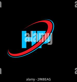 Logo HP H P Letter. Lettera iniziale logo HP Linked Circle in maiuscolo monogramma rosso e blu. Logo HP, design H P. hp, h p, H&P Illustrazione Vettoriale