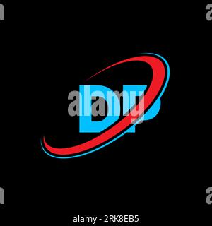 Logo DP D P Letter. Logo con lettera iniziale DP Linked Circle in maiuscolo, rosso e blu. Logo DP, design D P. dp, d p, D&P Illustrazione Vettoriale