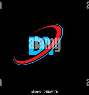 Logo DY D Y Letter. Lettera iniziale DY cerchio collegato monogramma maiuscolo rosso e blu. Logo DY, design D Y. dy, d y Illustrazione Vettoriale
