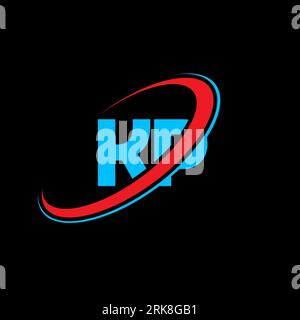 Logo KP K P Letter. Lettera iniziale KP Linked Circle logo monogramma maiuscolo rosso e blu. Logo KP, design K P. kp, k p, K&P. Illustrazione Vettoriale