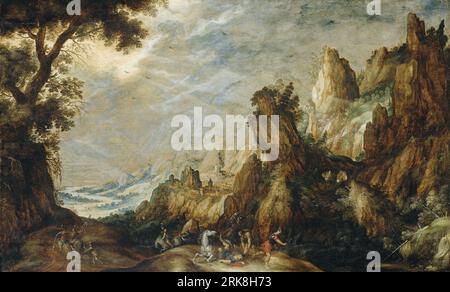 Landscape with Conversion of Saint Paul between 1600 and 1625 by Kerstiaen de Keuninck Stock Photo